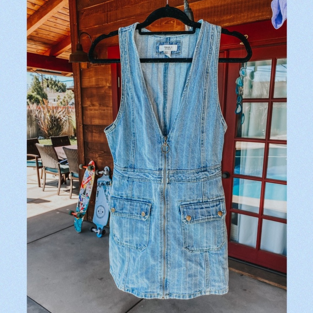 70s vibe zip up denim jumpsuit dress🌸